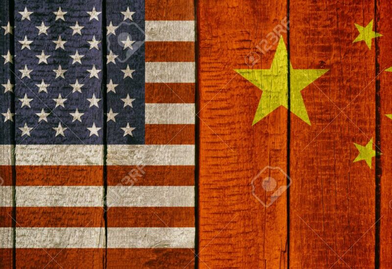 The Chinese and US national flags