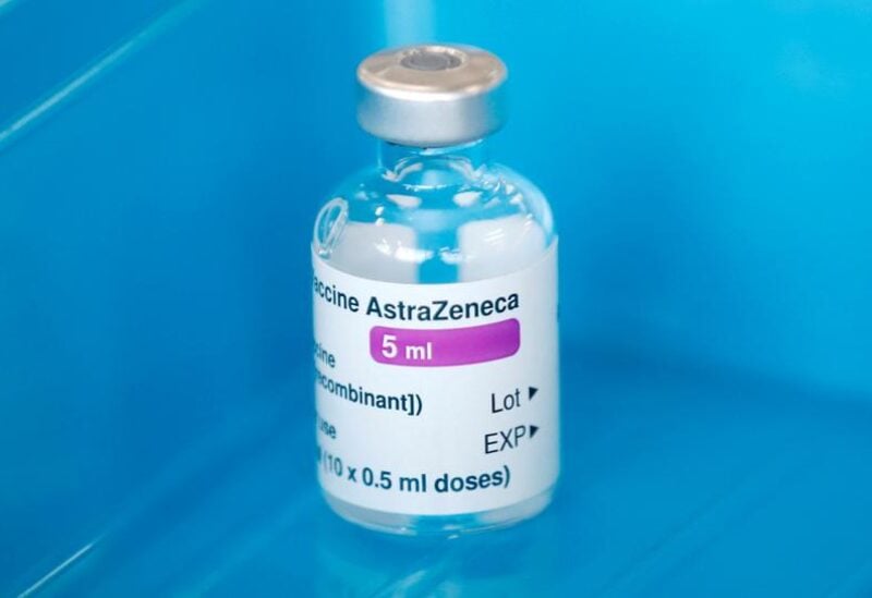FILE PHOTO: A vial of the Oxford-AstraZeneca COVID-19 vaccine is seen at Basingstoke Fire Station, in Basingstoke, Britain February 4, 2021.