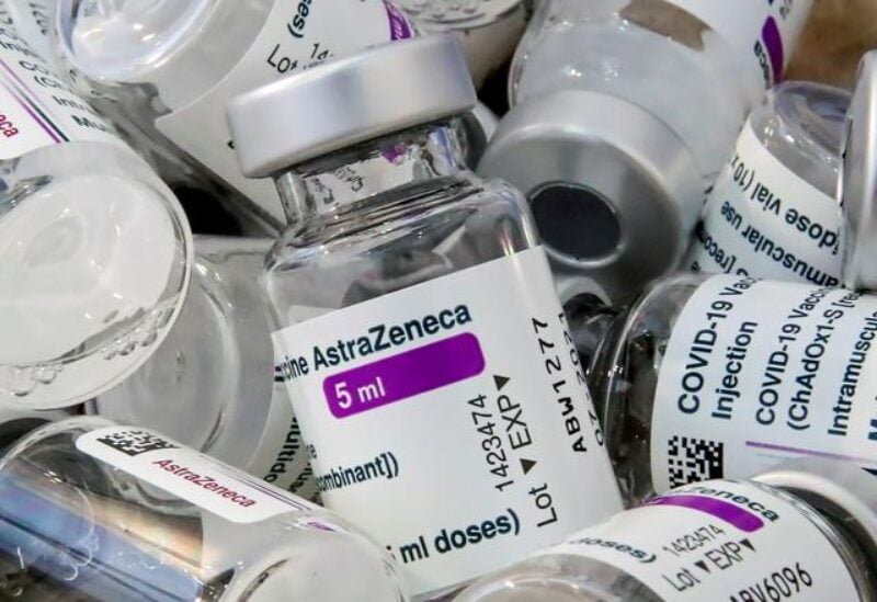 FILE PHOTO: Empty vials of Oxford/AstraZeneca's COVID-19 vaccine are pictured amid a vaccination campaign in Bierset, Belgium March 17, 2021.