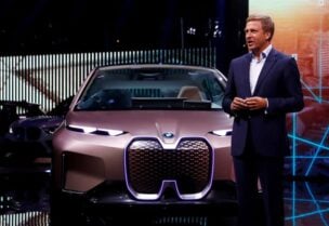 The BMW iNEXT electric autonomous concept car is introduced during a BMW press conference at the Los Angeles Auto Show in Los Angeles, California, US. (Reuters)