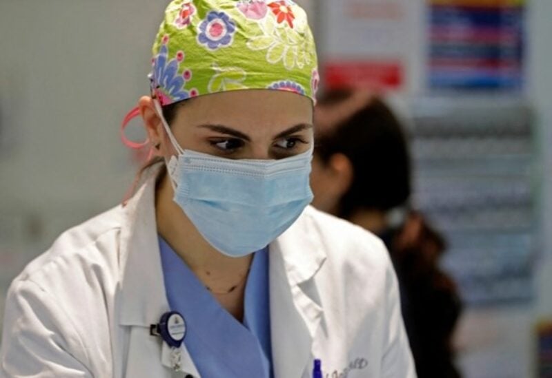 US-trained emergency doctor Nour al-Jalbout is pictured during her shift in the emergency department of the AUBMC (American University of Beirut Medical Centre) in the Lebanese capital Beirut on March 17, 2021.