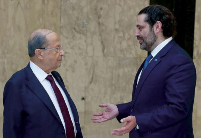 Lebanese President Michel Aoun and prime minister-designate Saad Hariri