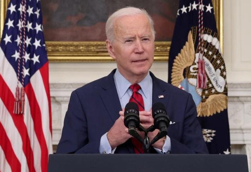 FILE PHOTO: U.S. President Joe Biden speaks about the mass shooting in Colorado from the State Dining Room at the White House in Washington, U.S., March 23, 2021.