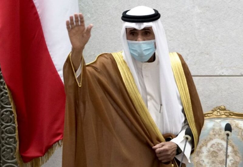 FILE PHOTO: Kuwait's new Emir Nawaf al-Ahmad al-Sabah gestures as he takes the oath of office at the parliament, in Kuwait City, Kuwait September 30, 2020.