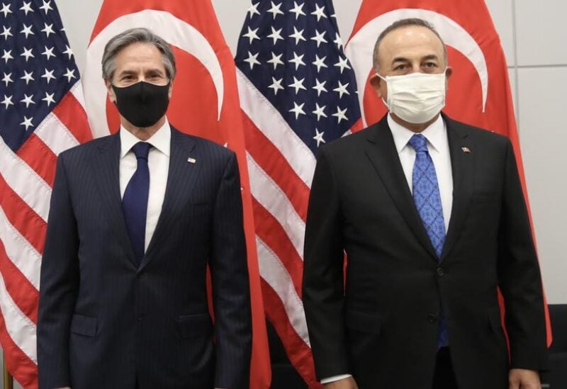 US Secretary of State Antony Blinken with Turkish Foreign Minister Mevlut Cavusoglu
