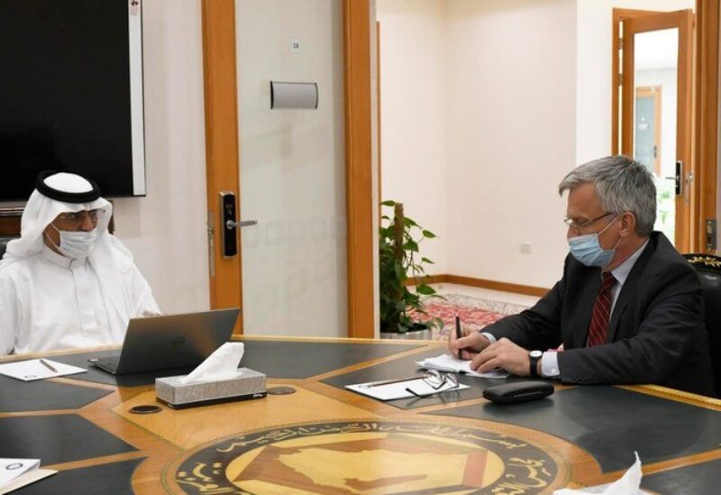 Abdul Aziz Aluwaisheg, assistant secretary general for political affairs and negotiations at the Gulf Cooperation Council meets Sweden’s envoy to Yemen Peter Semneby