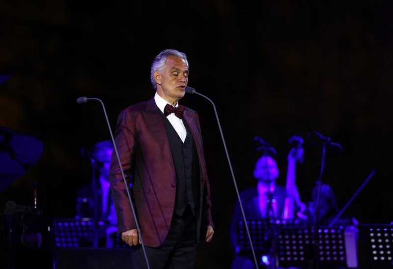 Andrea Bocelli takes to the stage alongside son Matteo, 24, and 10