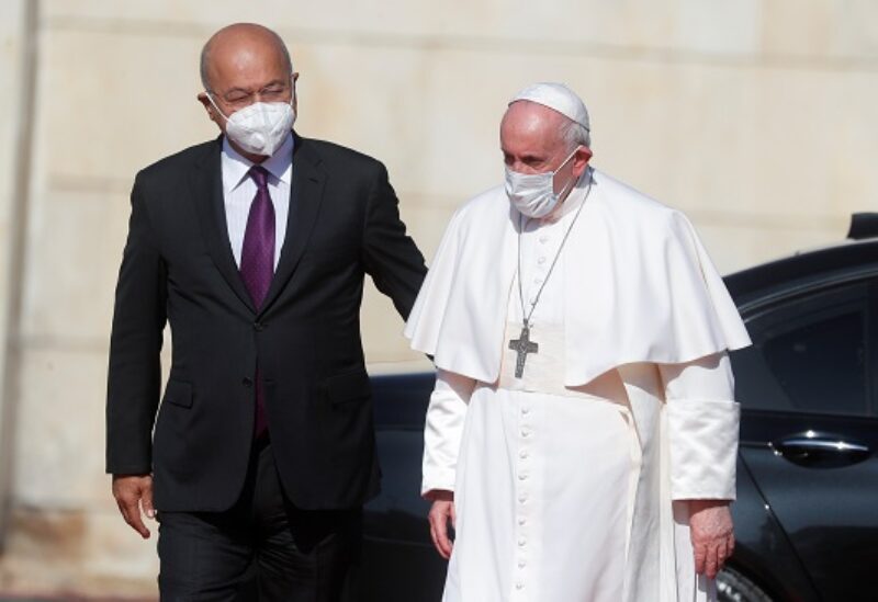 Pope Francis with Iraqi president Barham Saleh