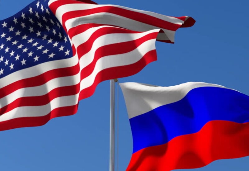 Russian and American flags