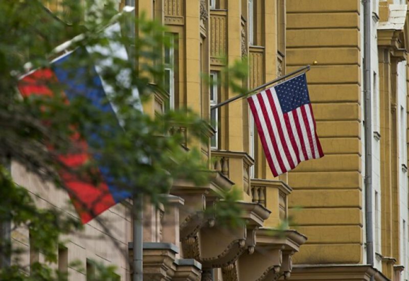 Russian and American flags