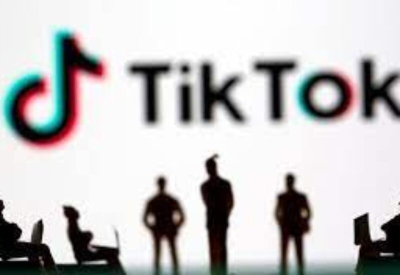 FILE PHOTO: Small toy figures are seen in front of TikTok logo in this illustration picture taken March 15, 2021.