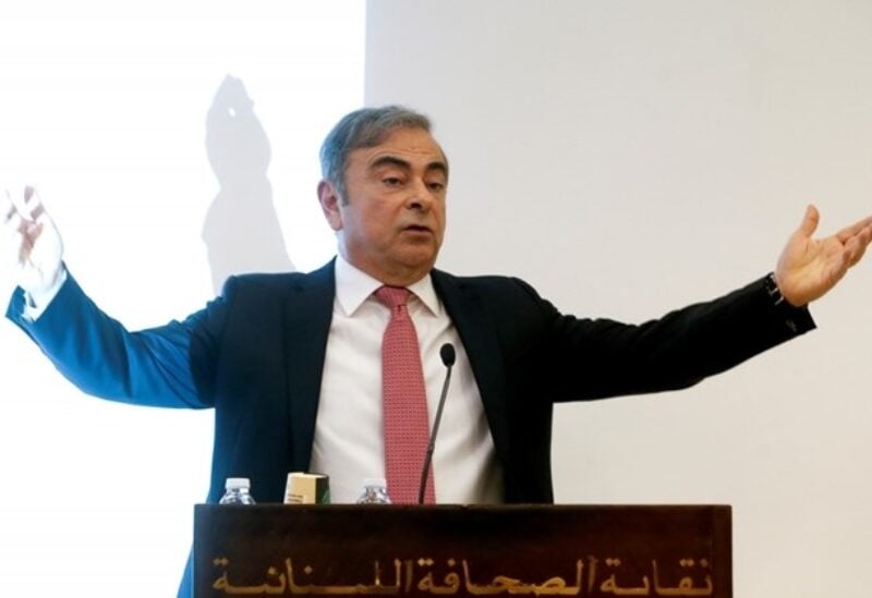 Former Nissan chairman Carlos Ghosn gestures as he speaks during a news conference at the Lebanese Press Syndicate in Beirut, Lebanon January 8, 2020. (REUTERS/Mohamed Azakir)