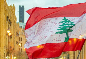 Lebanese flag raised during October 19 revolution
