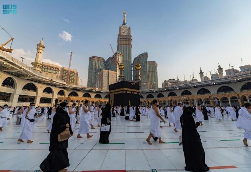 Pilgrims at the Grand Mosque in Makkah