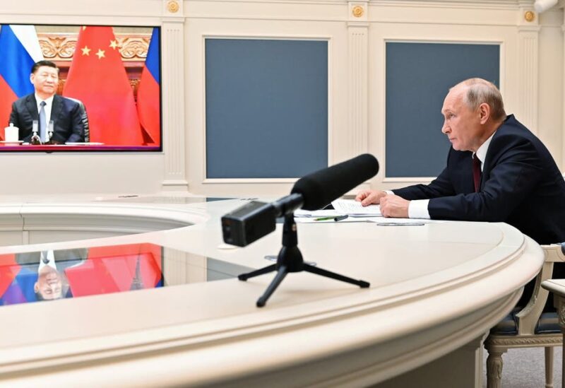 Russian President Vladimir Putin takes part in a video conference call with Chinese President Xi Jinping at the Kremlin in Moscow, Russia June 28, 2021. (Reuters)