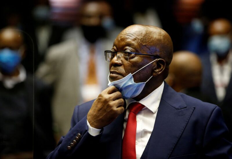 Former South African President Jacob Zuma stands in the dock after recess in his corruption trial in Pietermaritzburg, South Africa, May 26, 2021. Phill Magakoe/Pool via REUTERS/File Photo