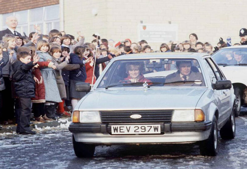 Lady Diana in her Ford Escort Car