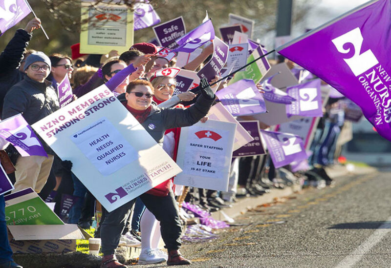 Nurses stage sit in