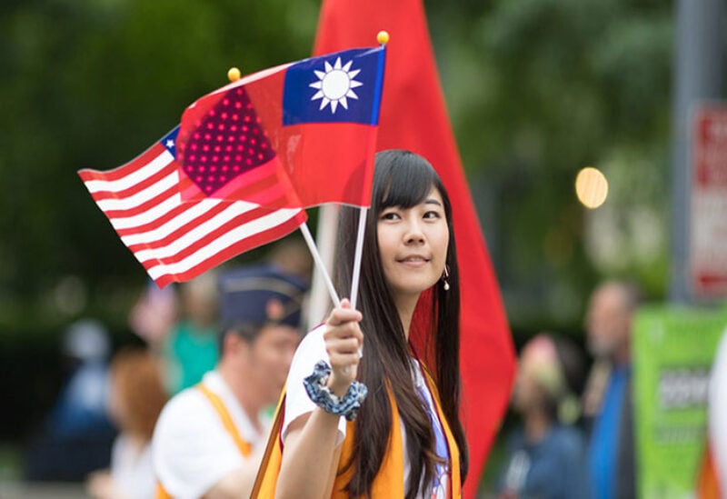 Taiwanese and American flags