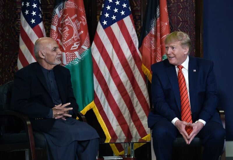 US President Donald Trump holds a bilateral meeting with Afghan's President Ashraf Ghani at Bagram Air Field during a surprise Thanksgiving day visit, on November 28, 2019 in Afghanistan. (File photo: AFP)