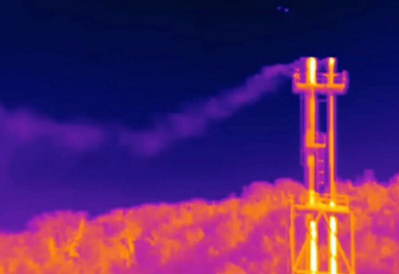 A screen grab of Clean Air Task Force's thermographic video shows Snam venting hydrocarbons its Panigaglia LNG terminal.PHOTO: REUTERS