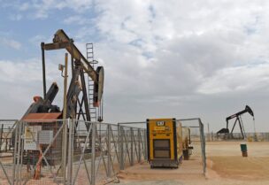 Pumpjacks operate in the desert oil fields of Sakhir in southern Bahrain. (File photo: AFP)