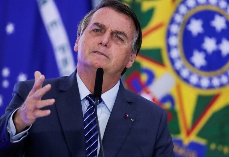 Bolsonaro speaks during the opening ceremony of the Communications Week at the Planalto Palace in Brasilia, Brazil May 5, 2021. (Reuters/Ueslei Marcelino)