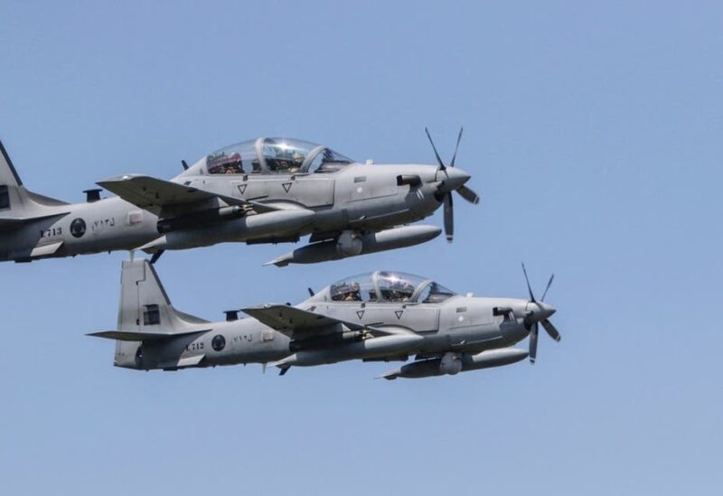 A-29 Super Tucano military aircrafts fly over targets during a drill. (File photo: AFP)
