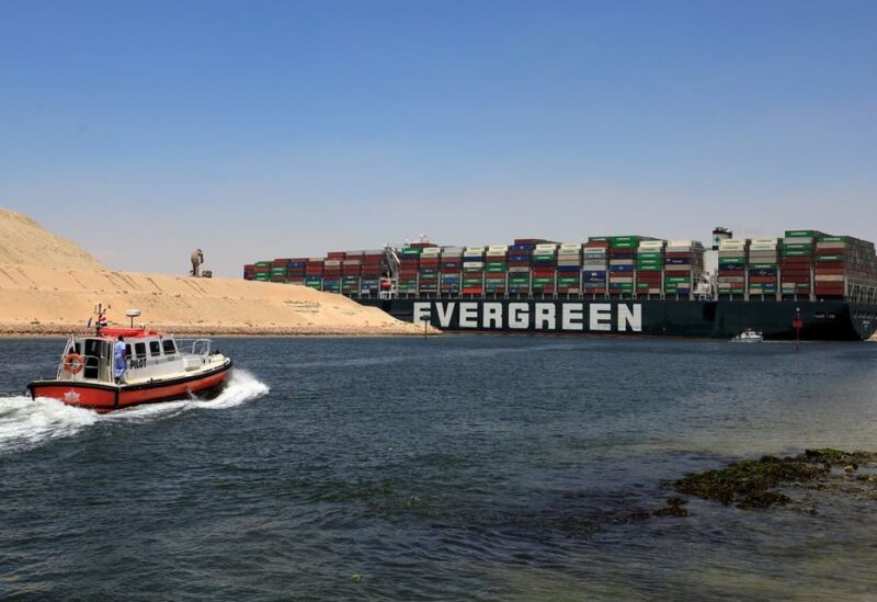 Ever Given, one of the world's largest container ships, sets sail to leave through Suez Canal after the canal authority reached a settlement with the vessel's owner and insurers, in Ismailia, Egypt, on July 7, 2021. (Reuters)