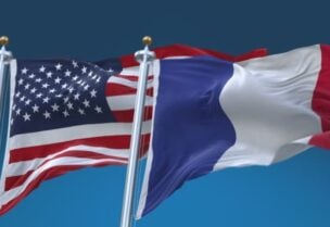 American and French flags