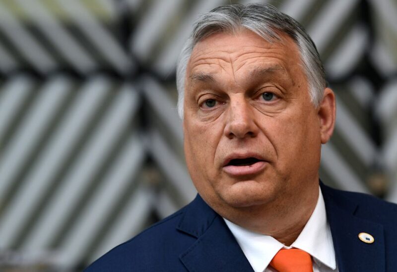 Hungary's Prime Minister Viktor Orban addresses the media as he arrives on the first day of the European Union summit at The European Council Building in Brussels, Belgium June 24, 2021. John Thys/Pool via REUTERS/File Photo