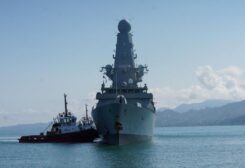 The British Royal Navy destroyer HMS Defender arrives in the Black Sea port of Batumi, Georgia
