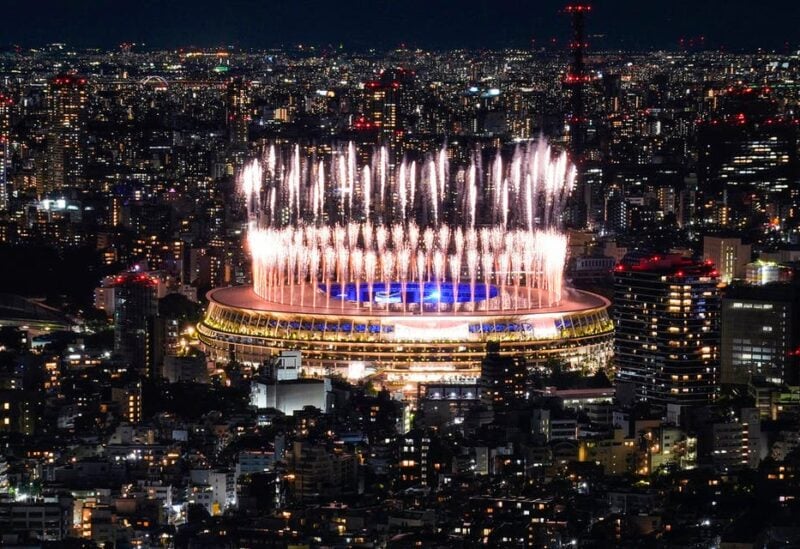 Fireworks illuminate over National Stadium during the closing ceremony of the 2020 Tokyo Olympics, Sunday, Aug. 8, 2021, in Tokyo. (AP)