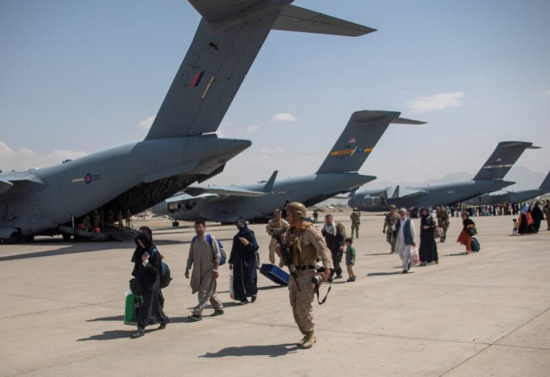 Members of the UK Armed Forces continue to take part in the evacuation of entitled personnel from Kabul airport, in Kabul, Afghanistan August 19-22, 2021, in this handout picture obtained by Reuters on August 23, 2021. (Reuters)