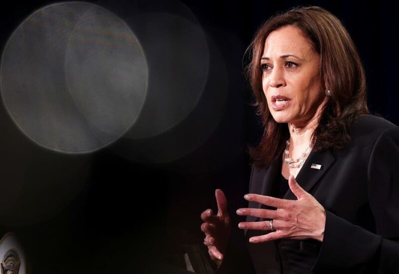 US Vice President Kamala Harris holds a news conference before departing Vietnam for the United States following her first official visit to Asia, in Hanoi, Vietnam, on August 26, 2021. (Reuters)