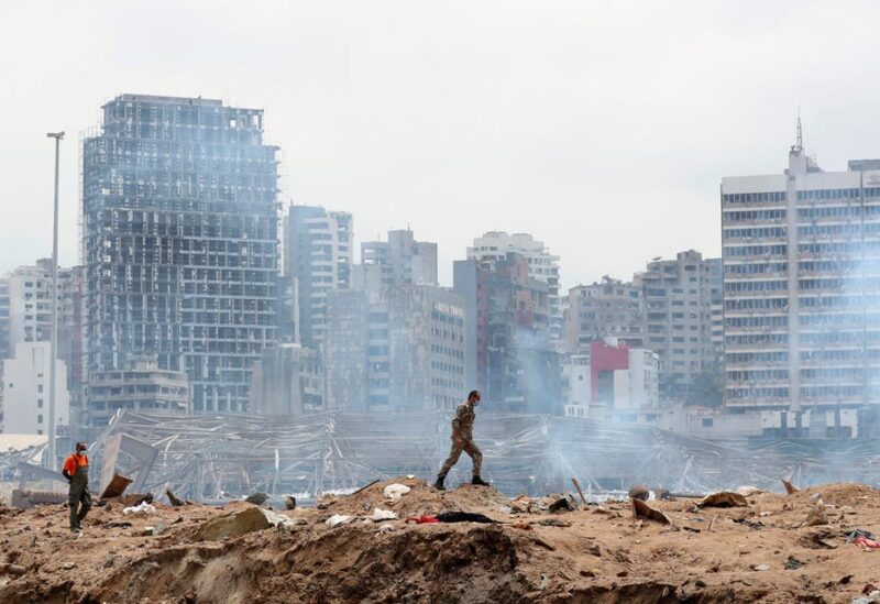 A soldier walks at the devastated site of the explosion in the port of Beirut on August 6, 2020 two days after a massive explosion devastated the Lebanese capital in a disaster that has sparked grief and fury. (File photo: AFP)