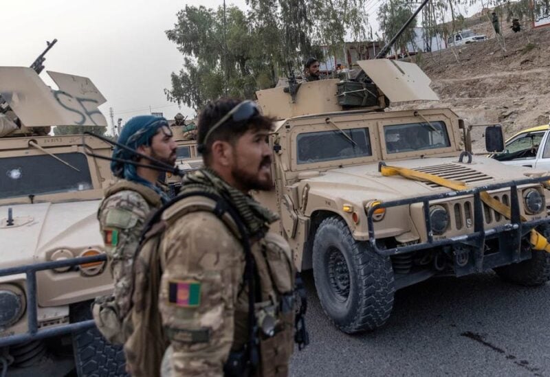 A convoy of Afghan Special Forces is seen during the rescue mission of a policeman besieged at a check post surrounded by Taliban, in Kandahar province, Afghanistan, July 13, 2021. (Reuters)