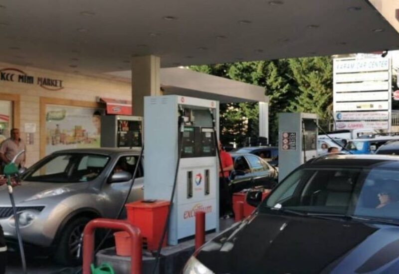 Long car queues in front of gas stations