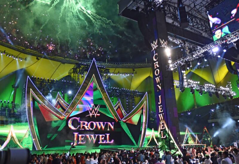 Fans cheer during the World Wrestling Entertainment (WWE) Crown Jewel pay-per-view in Riyadh on October 31, 2019. (AFP)