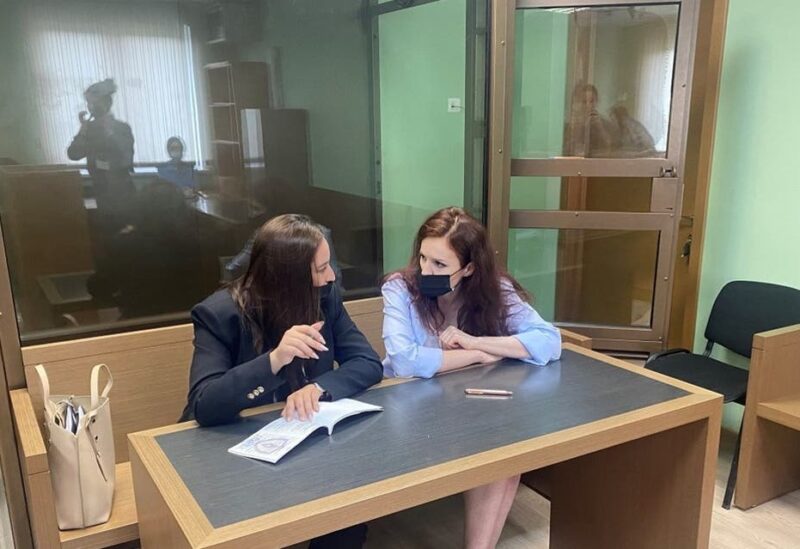 Kira Yarmysh (R), spokesperson for jailed Kremlin critic Alexei Navalny, attends a court hearing in Moscow, Russia, on July 21, 2021. (Reuters)