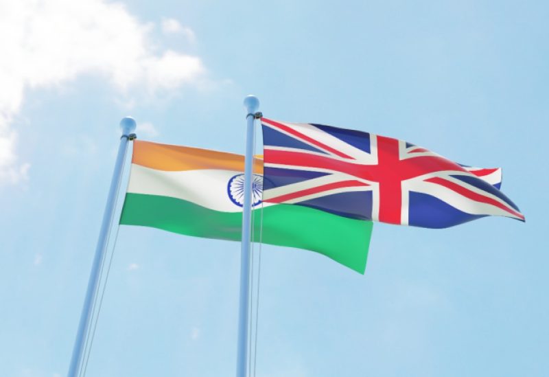 Indian and British flags