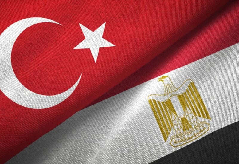 Waving flag of Turkey and Egypt. (Stock illustration)