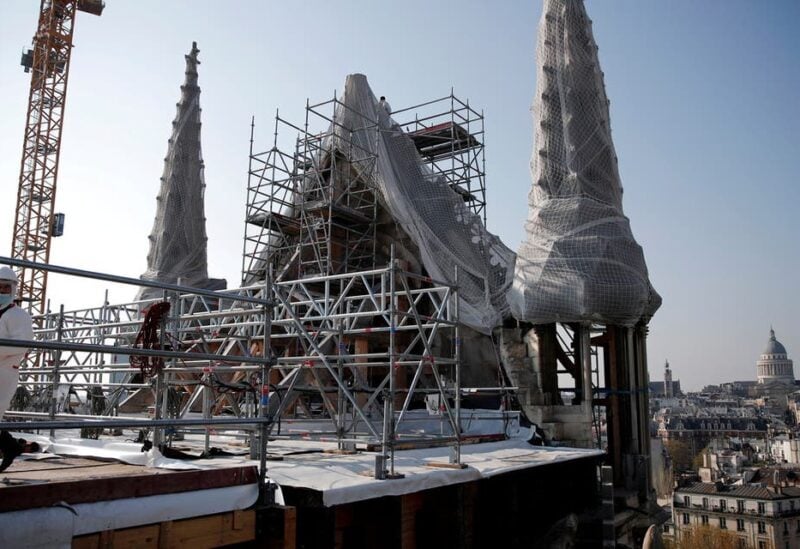 A view shows the reconstruction site of the roof of the Notre-Dame de Paris Cathedral, which was damaged in a devastating fire two years ago, as restoration works continue, in Paris, France, April 15, 2021. (File Photo: Reuters)
