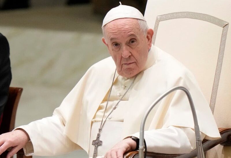 Pope Francis attends his weekly general audience, held in the Paul VI hall, at the Vatican, on Sept. 1, 2021. (AP)