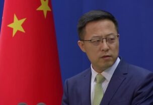 Chinese Foreign Ministry spokesman Zhao Lijiang speaking at the daily news conference, Beijing, China, September 17, 2021. (Reuters)