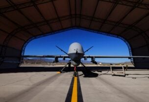 A US Air Force MQ-9 Reaper drone sits in a hanger at Creech Air Force Base in Nevada in the US. (File photo: Reuters)