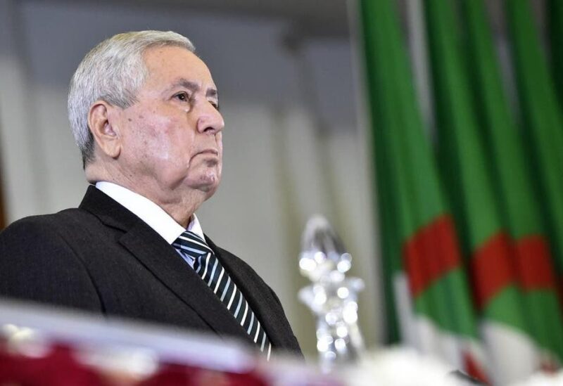 Algerian speaker of the upper house of parliament, Abdelkader Bensalah, is pictured during a parliamentary session at the Palais des Nations in the Algerian capital Algiers on April 9, 2019. (AFP)