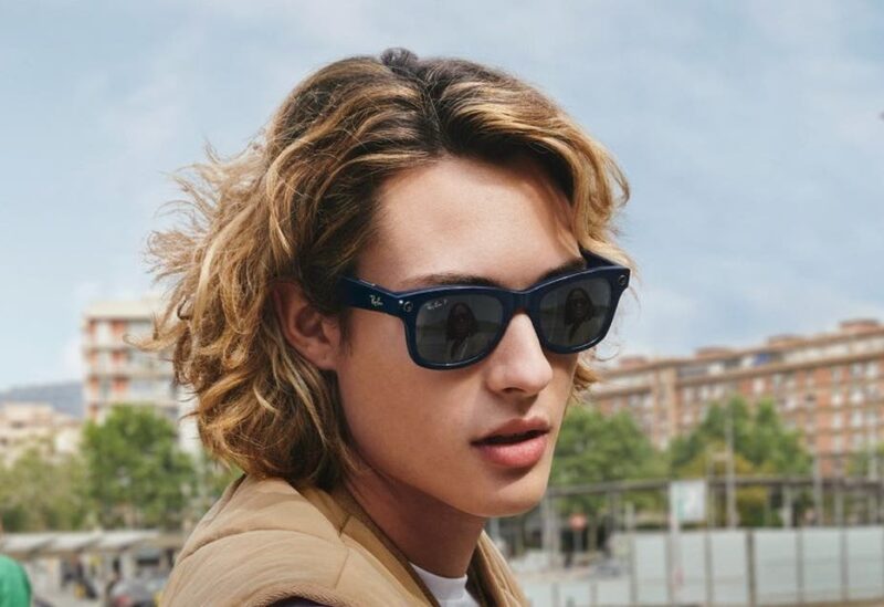 This undated image recived by AFP on Septemner 8, 2021, courtesy of Ray-Ban and Facebook, shows a model wearing smart glasses by Facebook and Ray Ban. (AFP)