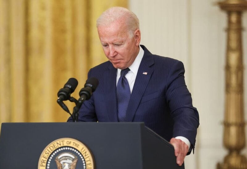 President Joe Biden looks down as he delivers remarks on Afghanistan, Aug. 26, 2021. (Reuters)