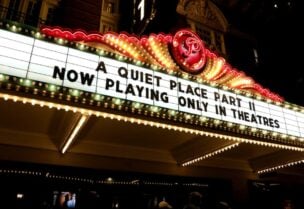 A view of the atmosphere at the Austin screening of 'A Quiet Place Part II' at the The Paramount Theater on May 28, 2021 in Austin, Texas. (AFP)